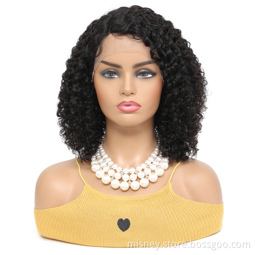 Curly Human Hair Wig Bob Wig Lace Front Human Hair Wigs PrePlucked Lace Closure Wig Wave Brazilian Human Hair Wigs